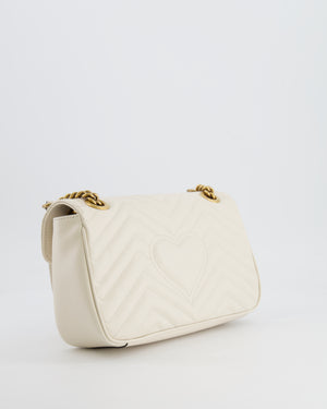 Gucci White GG Marmont Leather Shoulder Bag with Antique Gold Hardware RRP £2,070