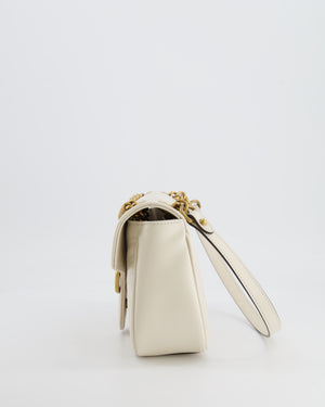 Gucci White GG Marmont Leather Shoulder Bag with Antique Gold Hardware RRP £2,070