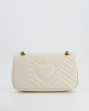 Gucci White GG Marmont Leather Shoulder Bag with Antique Gold Hardware RRP £2,070