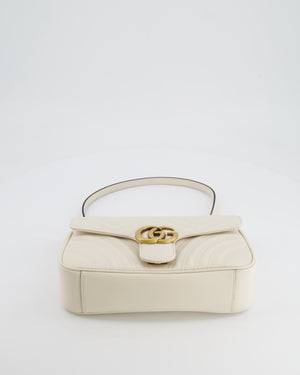 Gucci White GG Marmont Leather Shoulder Bag with Antique Gold Hardware RRP £2,070