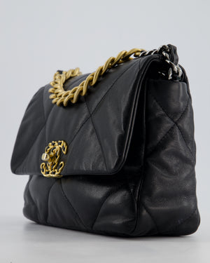 Chanel 19 Black Goatskin Small Flap Bag with Tricolour Hardware