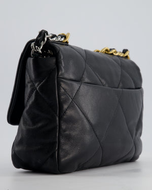 Chanel 19 Black Goatskin Small Flap Bag with Tricolour Hardware