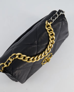 Chanel 19 Black Goatskin Small Flap Bag with Tricolour Hardware