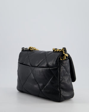 Chanel 19 Black Goatskin Small Flap Bag with Tricolour Hardware