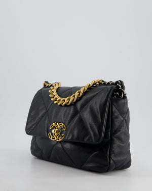 Chanel 19 Black Goatskin Small Flap Bag with Tricolour Hardware