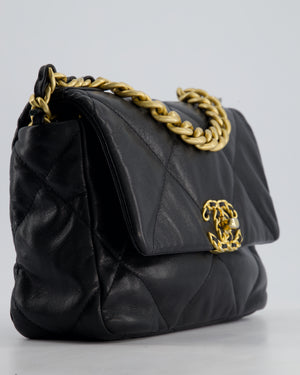 Chanel 19 Black Goatskin Small Flap Bag with Tricolour Hardware