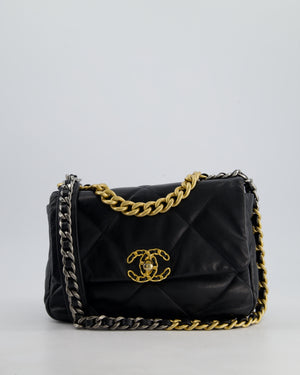 Chanel 19 Black Goatskin Small Flap Bag with Tricolour Hardware
