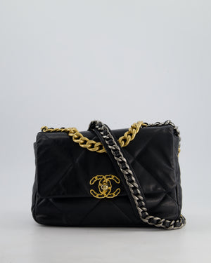 Chanel 19 Black Goatskin Small Flap Bag with Tricolour Hardware