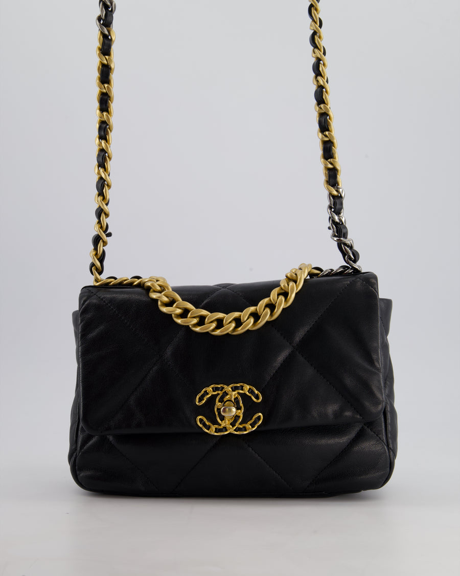 Chanel 19 Black Goatskin Small Flap Bag with Tricolour Hardware