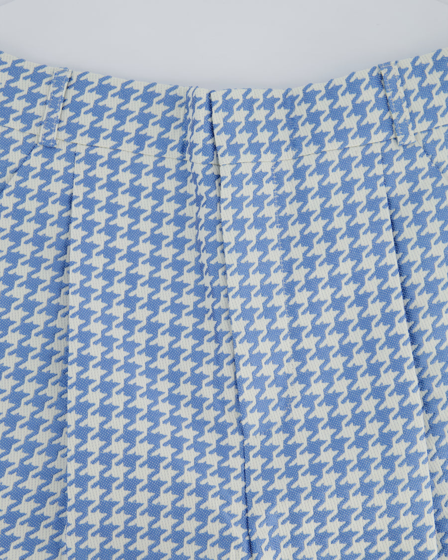 Christian Dior Pastel Blue Houndstooth Pleated Trouser Size FR 38 (UK 10)