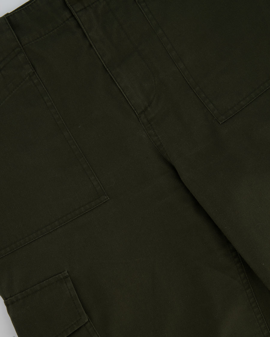 Céline Khaki Cargo Pants with Triomphe Logo Button Detail Size FR 38 (UK 10)