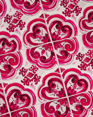 Dolce & Gabbana White and Pink Maiolica Sleeveless Mini Dress Size IT 38 (UK 6)