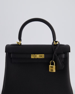 *HOLY GRAIL* Hermès Kelly Bag 25cm Retourne in Noir Togo Leather with Gold Hardware