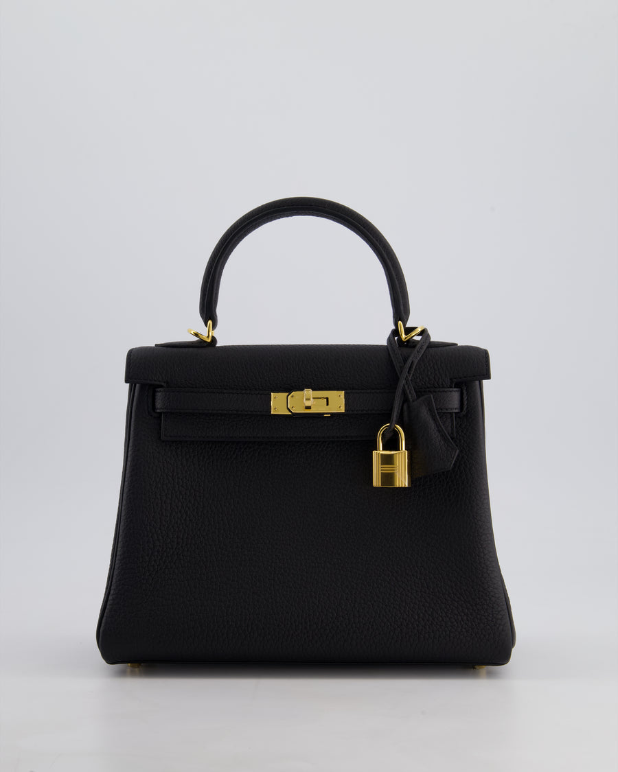 *HOLY GRAIL* Hermès Kelly Bag 25cm Retourne in Noir Togo Leather with Gold Hardware
