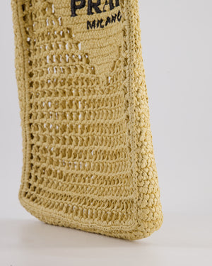 Prada Beige Raffia Tote Bag with Black Logo Detail RRP £1500