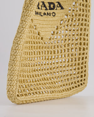 Prada Beige Raffia Tote Bag with Black Logo Detail RRP £1500