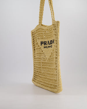 Prada Beige Raffia Tote Bag with Black Logo Detail RRP £1500
