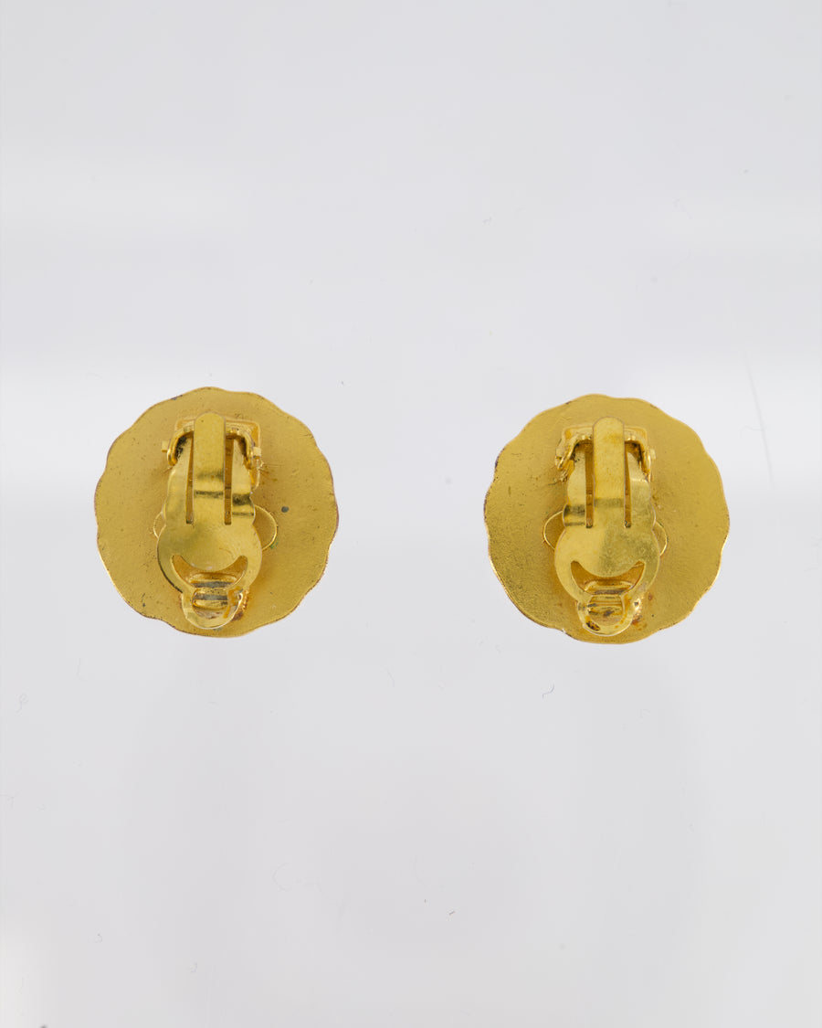 *HOT* Chanel Vintage Gold Round CC Logo Earrings