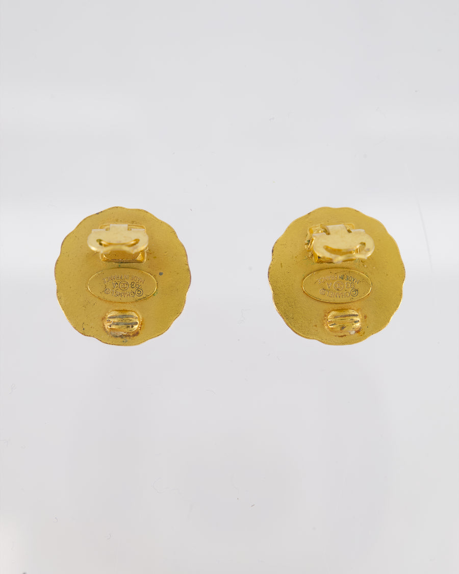 *HOT* Chanel Vintage Gold Round CC Logo Earrings