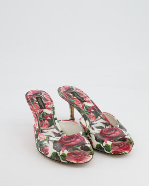 Dolce & Gabbana White and Pink Floral Open Toe Mules Size 38