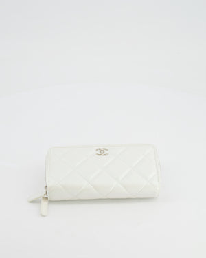 *HOT* Chanel Coco Neige White Pearlescent Lambskin Belt Bag with Silver Hardware