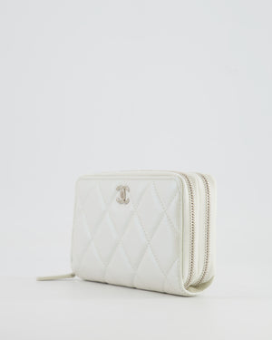 *HOT* Chanel Coco Neige White Pearlescent Lambskin Belt Bag with Silver Hardware