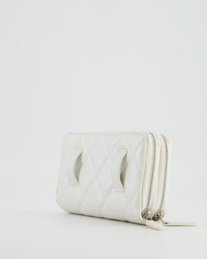 *HOT* Chanel Coco Neige White Pearlescent Lambskin Belt Bag with Silver Hardware