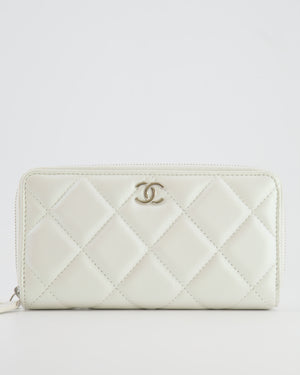 *HOT* Chanel Coco Neige White Pearlescent Lambskin Belt Bag with Silver Hardware