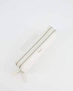 *HOT* Chanel Coco Neige White Pearlescent Lambskin Belt Bag with Silver Hardware