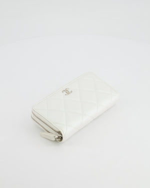 *HOT* Chanel Coco Neige White Pearlescent Lambskin Belt Bag with Silver Hardware