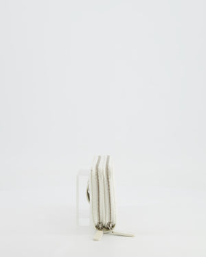 *HOT* Chanel Coco Neige White Pearlescent Lambskin Belt Bag with Silver Hardware