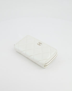 *HOT* Chanel Coco Neige White Pearlescent Lambskin Belt Bag with Silver Hardware