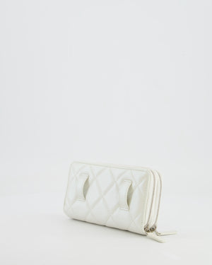 *HOT* Chanel Coco Neige White Pearlescent Lambskin Belt Bag with Silver Hardware