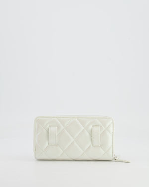 *HOT* Chanel Coco Neige White Pearlescent Lambskin Belt Bag with Silver Hardware