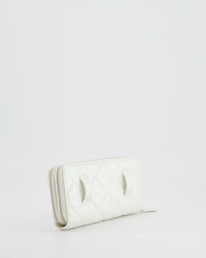 *HOT* Chanel Coco Neige White Pearlescent Lambskin Belt Bag with Silver Hardware