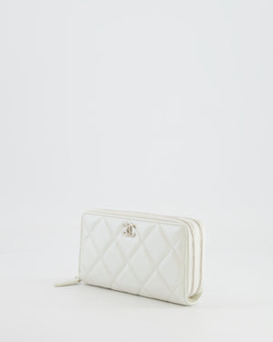 *HOT* Chanel Coco Neige White Pearlescent Lambskin Belt Bag with Silver Hardware