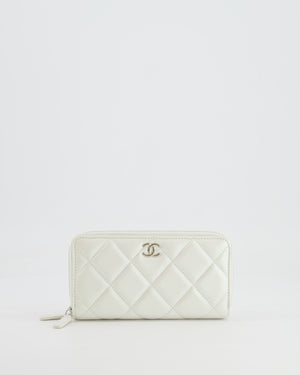 *HOT* Chanel Coco Neige White Pearlescent Lambskin Belt Bag with Silver Hardware