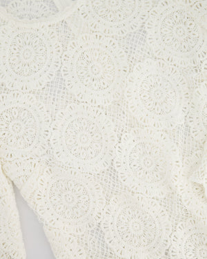 Zimmermann White Crochet Long Sleeve Sheer Mini Dress Size 0 (UK 8)