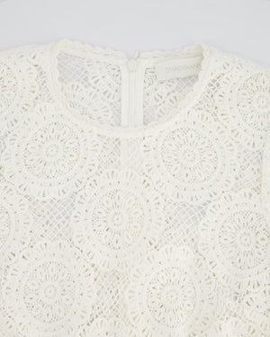 Zimmermann White Crochet Long Sleeve Sheer Mini Dress Size 0 (UK 8)