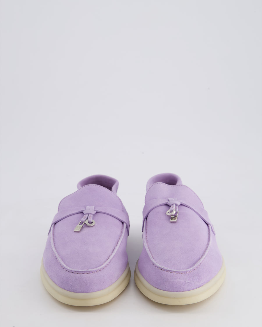 *LIMITED EDITION* Loro Piana Lilac Suede Summer Walk Charms Loafers Size EU 40