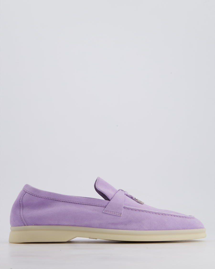 *LIMITED EDITION* Loro Piana Lilac Suede Summer Walk Charms Loafers Size EU 40