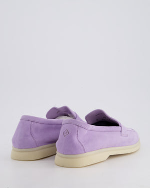 *LIMITED EDITION* Loro Piana Lilac Suede Summer Walk Charms Loafers Size EU 40