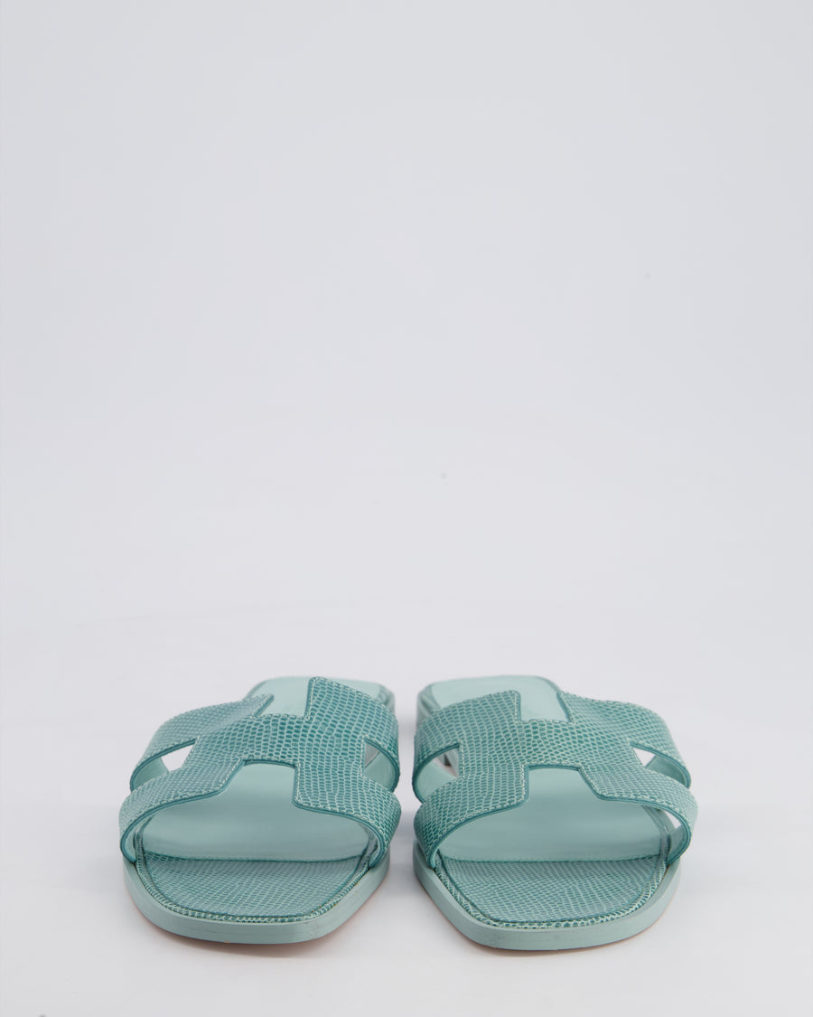 Hermès Oran Sandals in Vert Embrun Lizard Leather Size EU 41