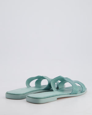 Hermès Oran Sandals in Vert Embrun Lizard Leather Size EU 41