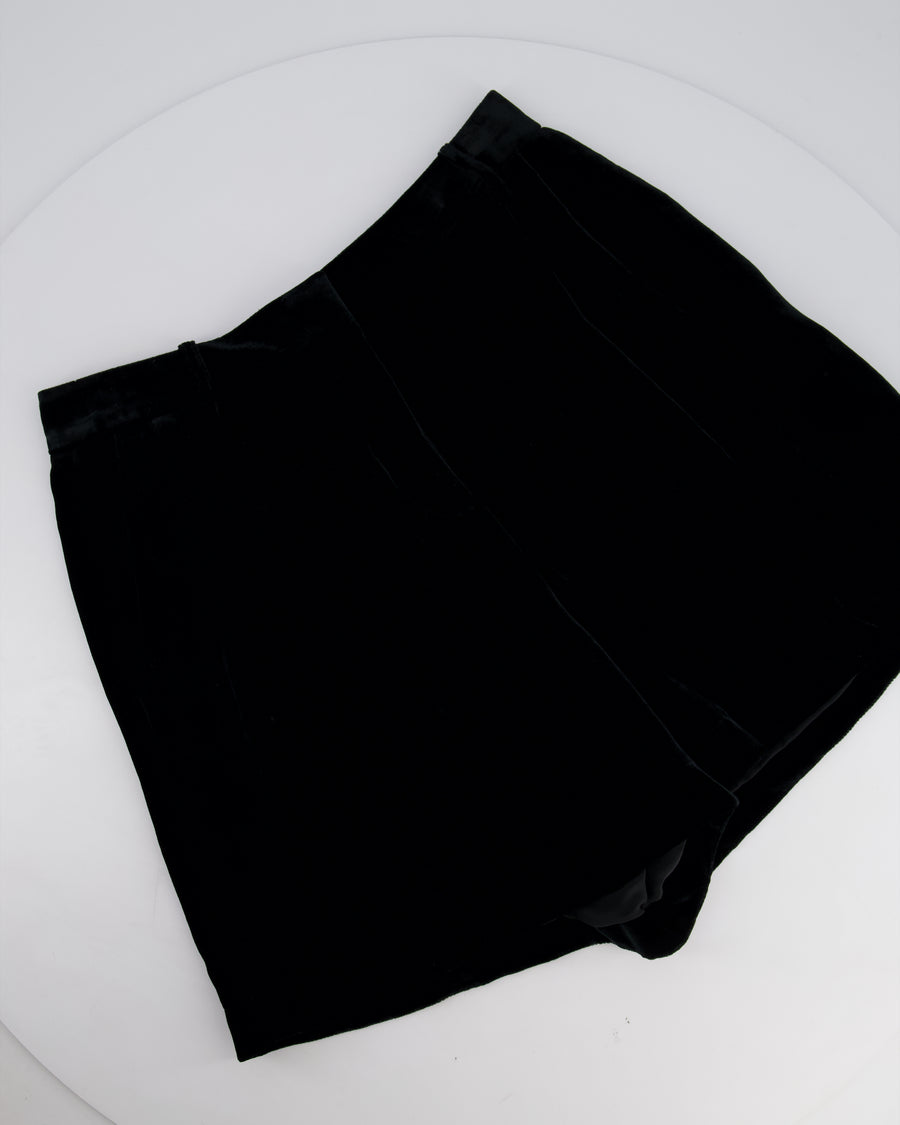 Zuhair Murad Black High Waisted Velvet Shorts Size FR 38 (UK 10)