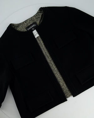 *HOT* Chanel 12/A Black and Silver Metallic Tweed Lined Pocket Jacket Size FR 42 (UK 14)