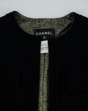 *HOT* Chanel 12/A Black and Silver Metallic Tweed Lined Pocket Jacket Size FR 42 (UK 14)
