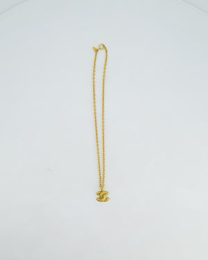Chanel Vintage CC Matelasse Logo Pendant Necklace in 24k Gold Plating