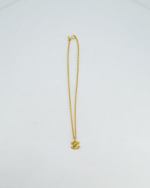 Chanel Vintage CC Matelasse Logo Pendant Necklace in 24k Gold Plating