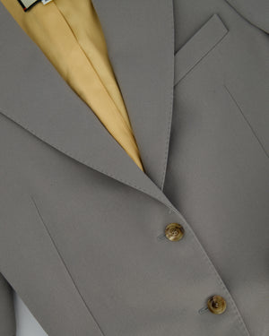 Gucci Grey Wool Blazer Jacket with Gold Lining and Horn Button Details Size IT 38 (UK 6)